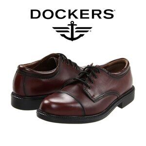 DOCKERS Men's Gordon Cap Toe Oxford Classic Dress Shoes Brown Leather Size 8M